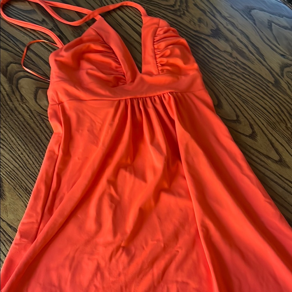 Elegant Orange Women's halter dress